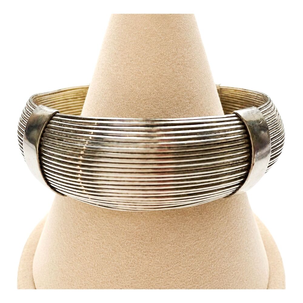 Vintage 925 Sterling Silver Multi Strand Wire Cuff Bracelet 32.2g